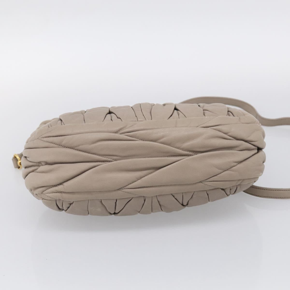 Miu Miu Hand Bag Leather 2way Beige Gold Auth 211847V