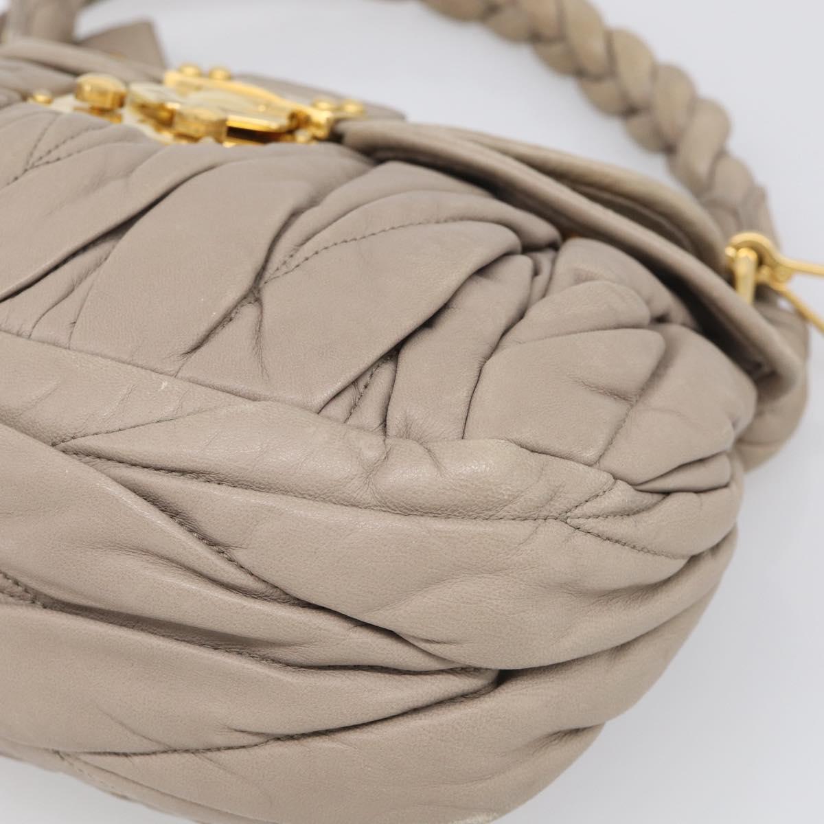 Miu Miu Hand Bag Leather 2way Beige Gold Auth 211847V