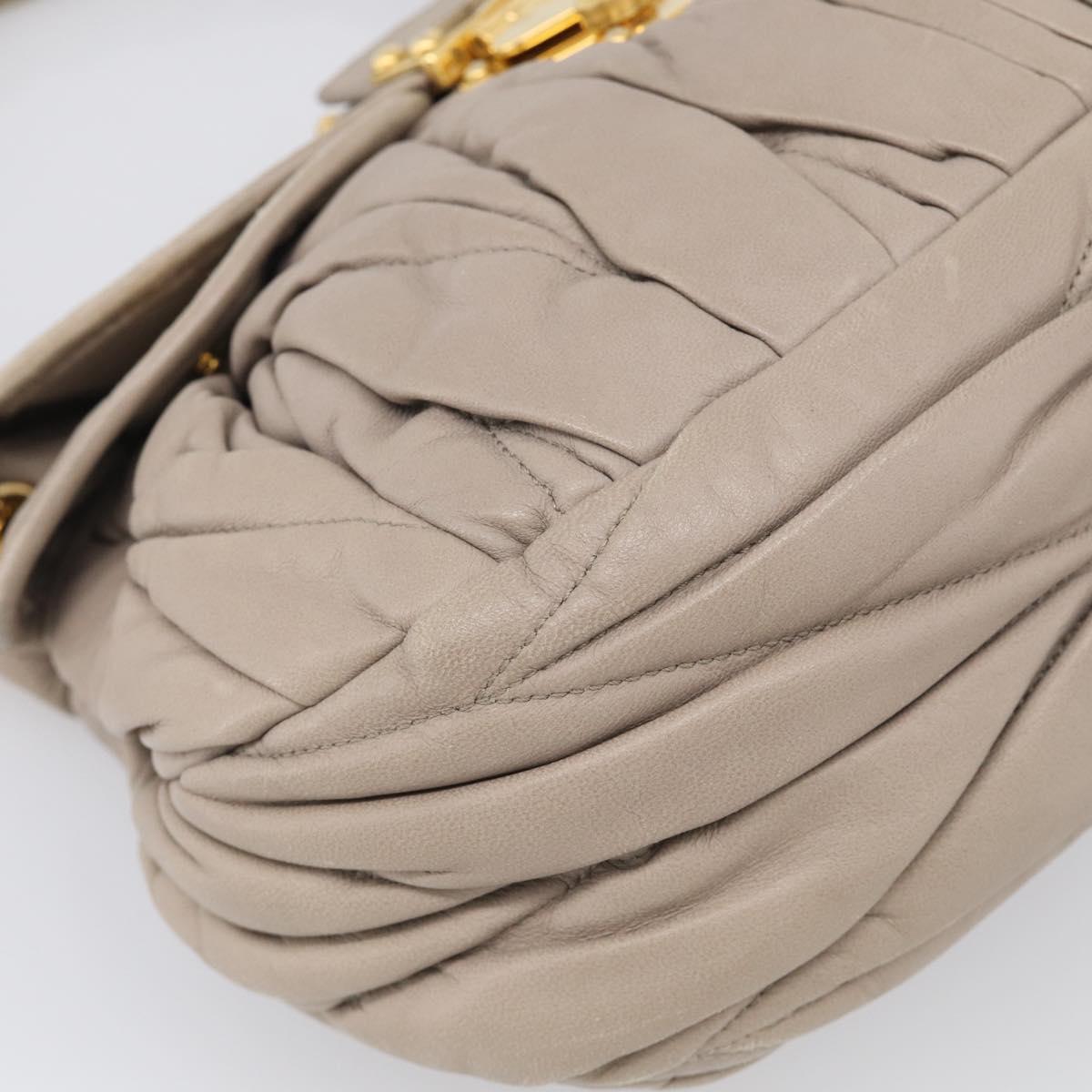 Miu Miu Hand Bag Leather 2way Beige Gold Auth 211847V