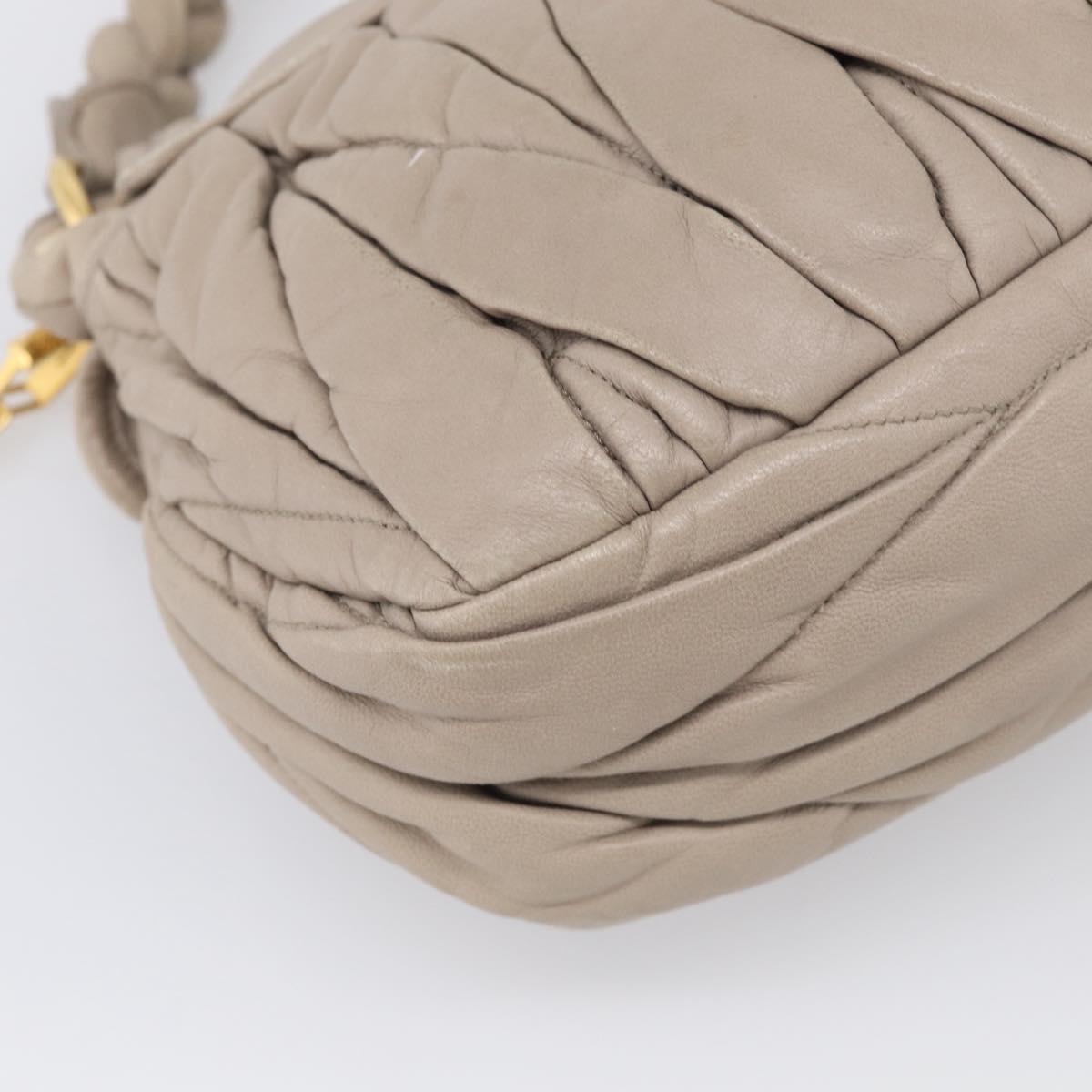 Miu Miu Hand Bag Leather 2way Beige Gold Auth 211847V