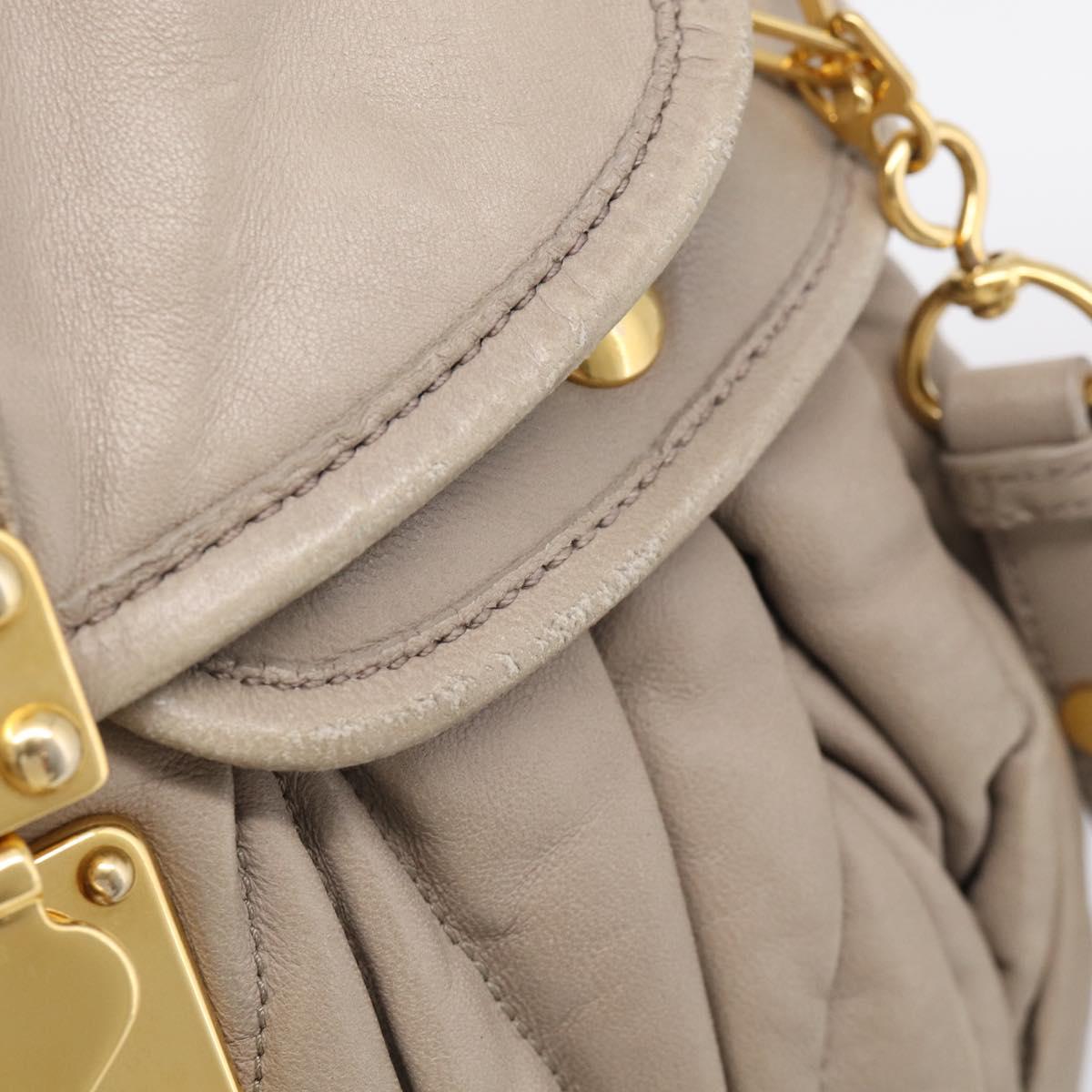 Miu Miu Hand Bag Leather 2way Beige Gold Auth 211847V