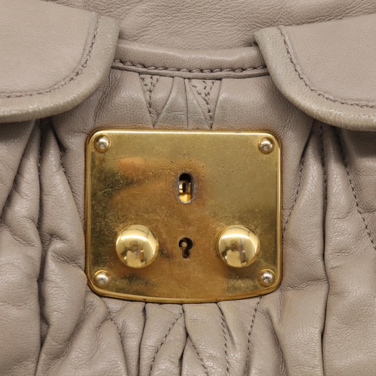 Miu Miu Hand Bag Leather 2way Beige Gold Auth 211847V