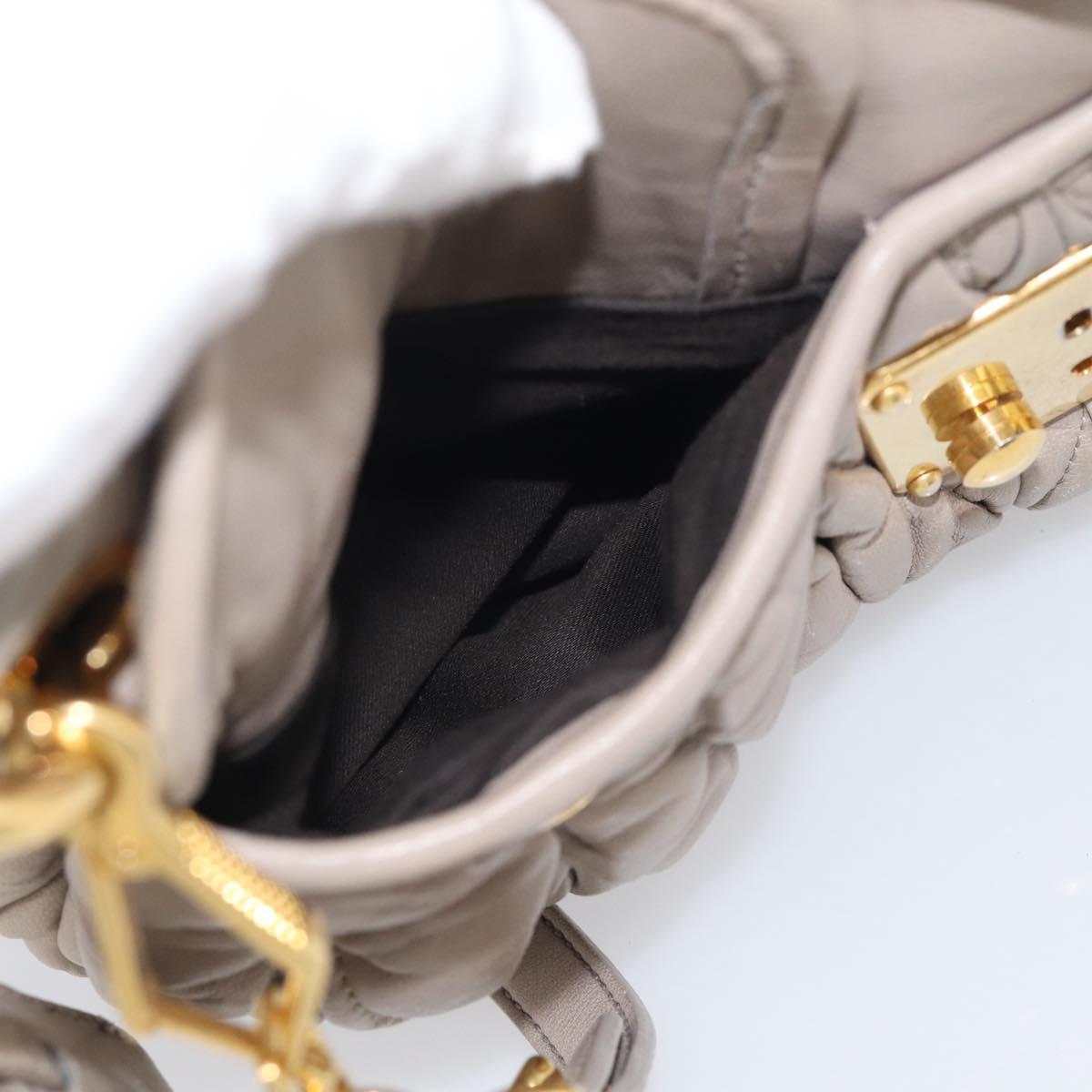 Miu Miu Hand Bag Leather 2way Beige Gold Auth 211847V
