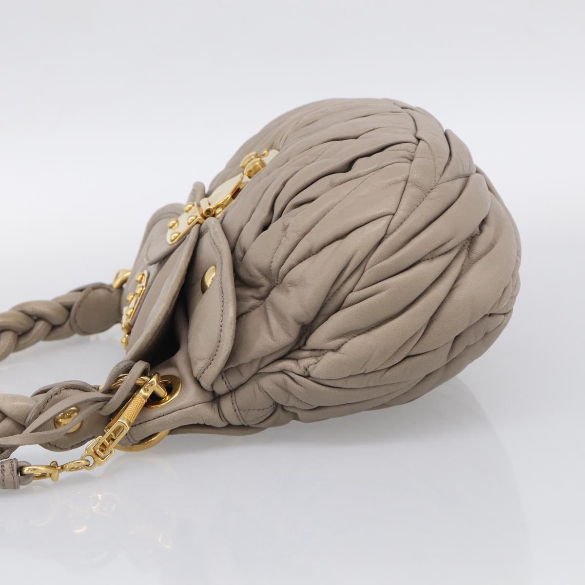 Miu Miu Hand Bag Leather 2way Beige Gold Auth 211847V