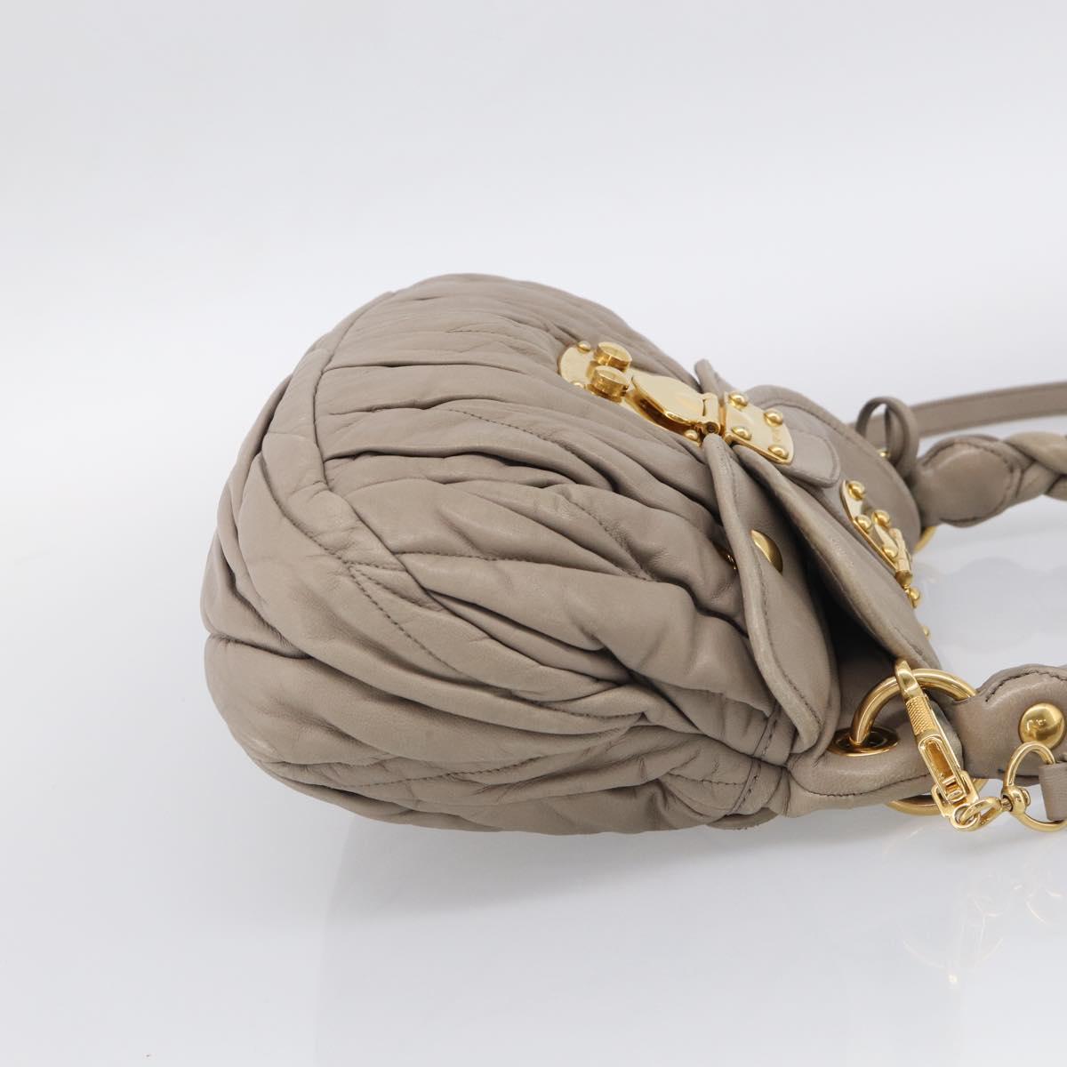 Miu Miu Hand Bag Leather 2way Beige Gold Auth 211847V