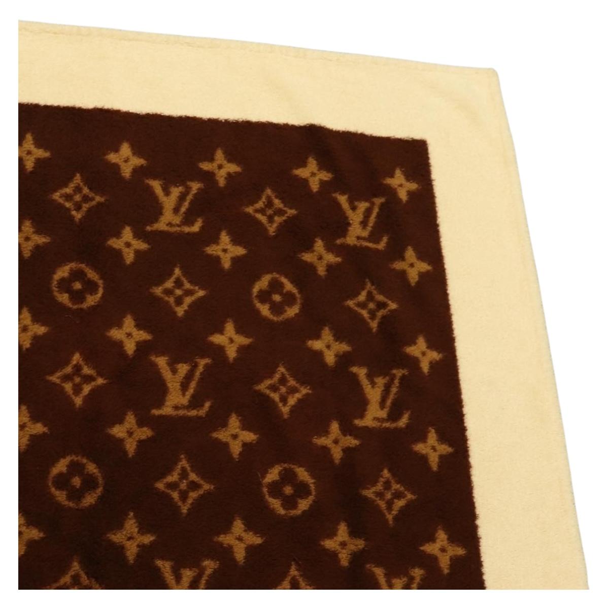 LOUIS VUITTON Blanket Bath Towel Cotton Beige LV Auth 211848V