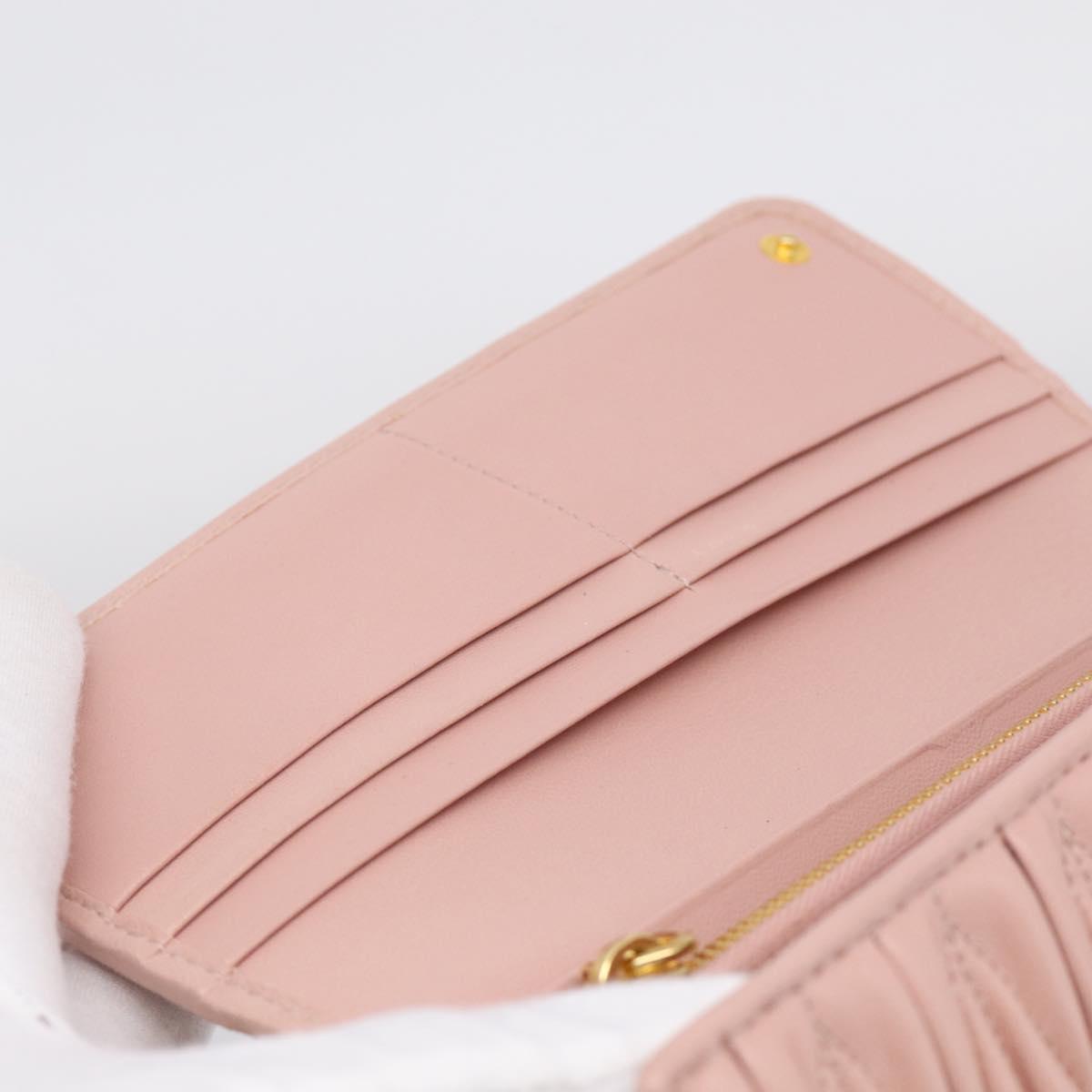 Miu Miu Matelasse Long Wallet Leather Pink Gold Auth 211849V