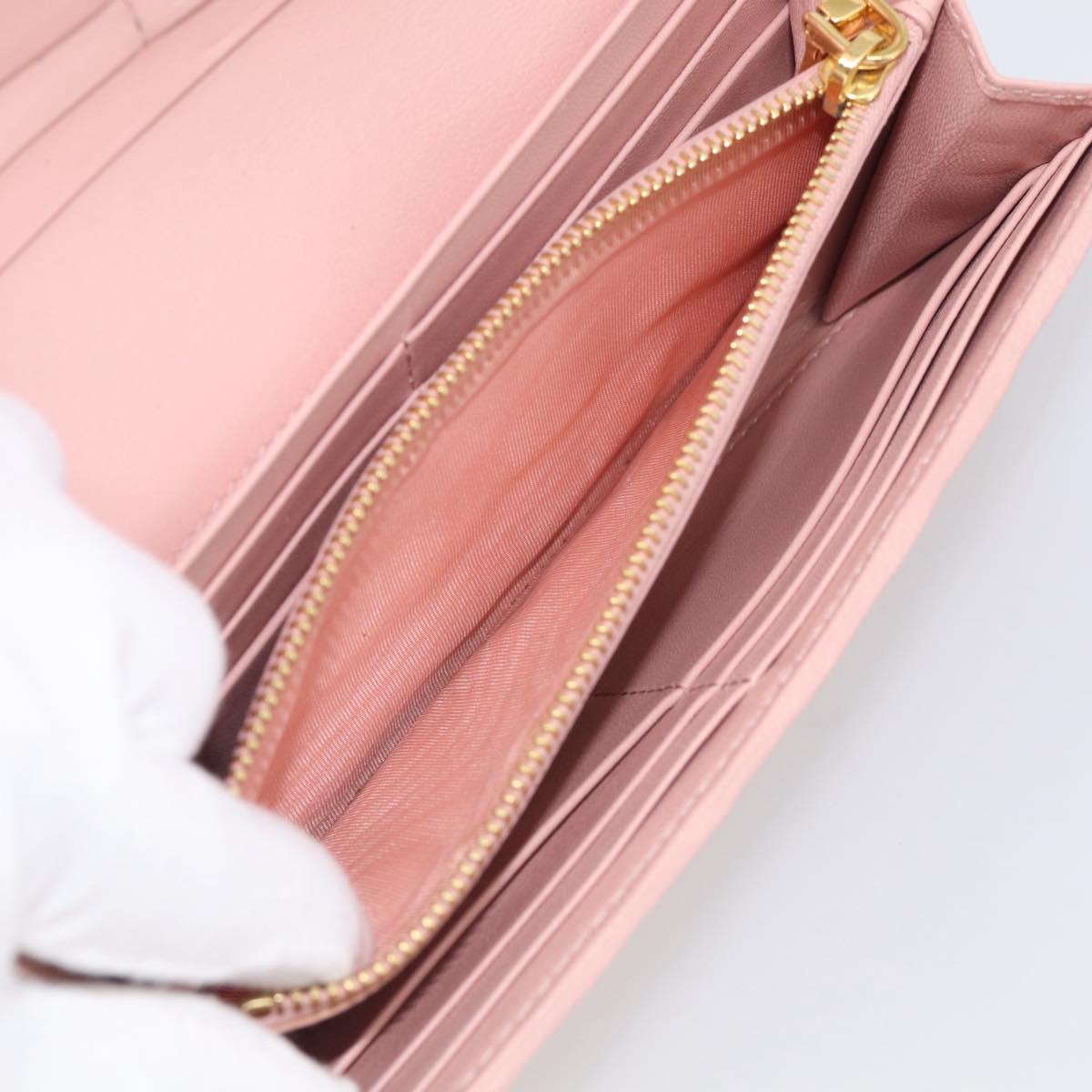 Miu Miu Matelasse Long Wallet Leather Pink Gold Auth 211849V