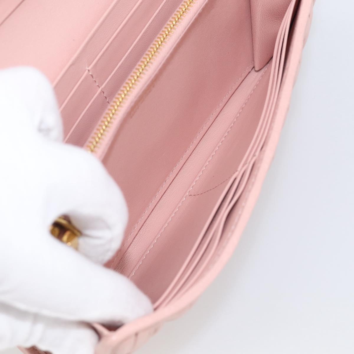 Miu Miu Matelasse Long Wallet Leather Pink Gold Auth 211849V