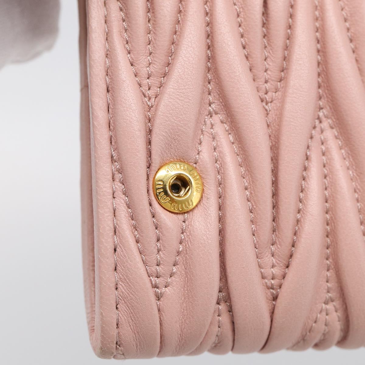 Miu Miu Matelasse Long Wallet Leather Pink Gold Auth 211849V