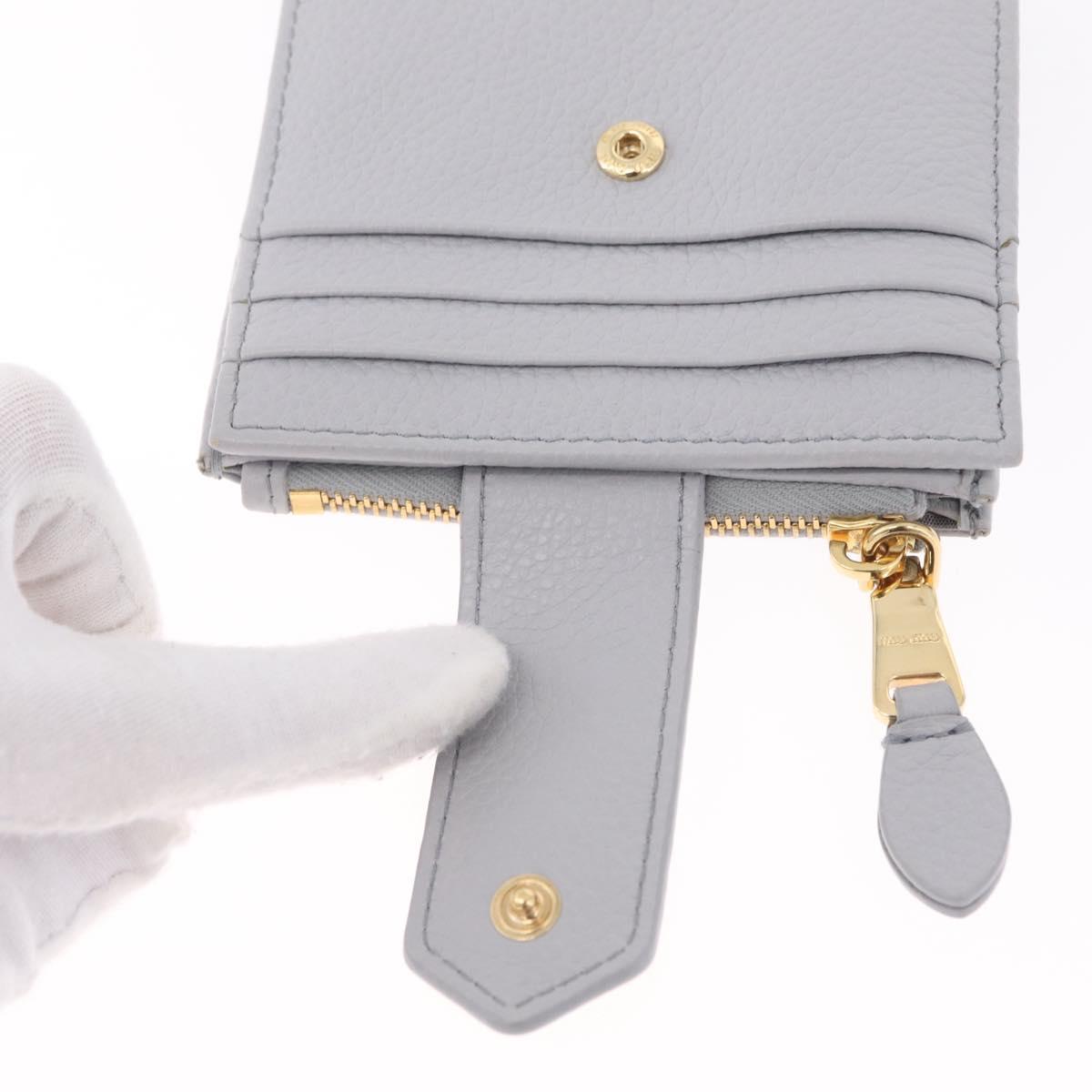 Miu Miu Wallet Leather Gray Gold Auth 211850M