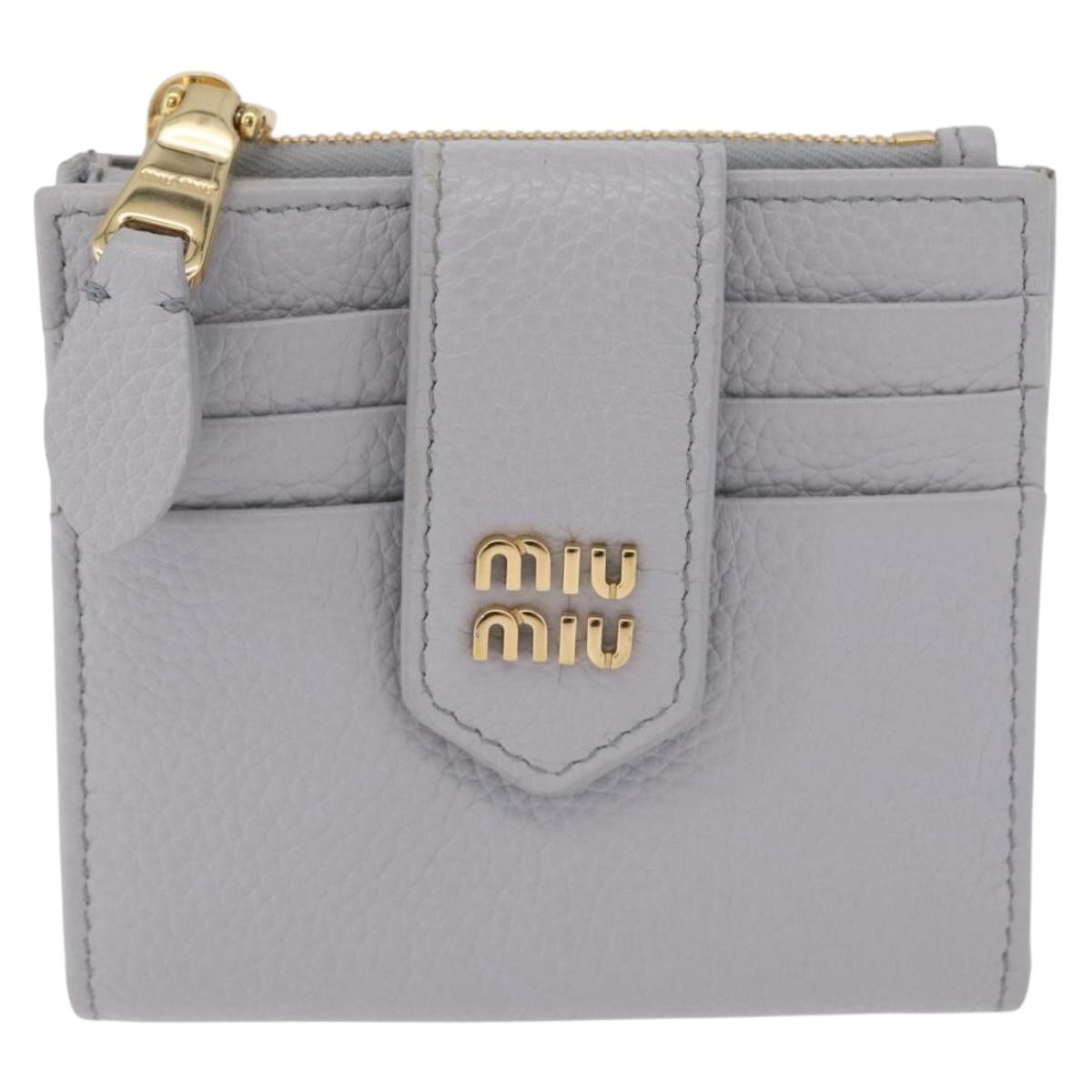 Miu Miu Wallet Leather Gray Gold Auth 211850M