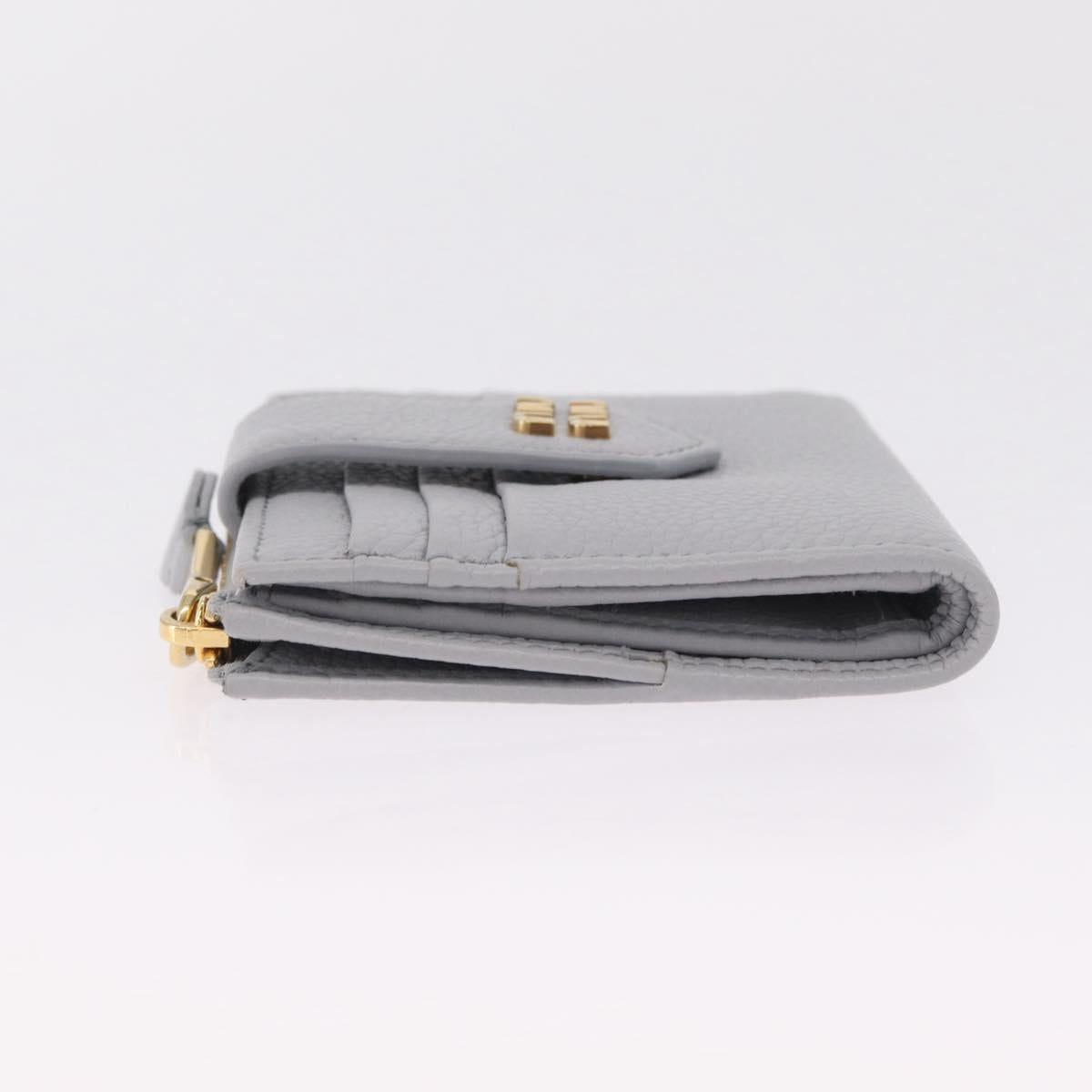 Miu Miu Wallet Leather Gray Gold Auth 211850M