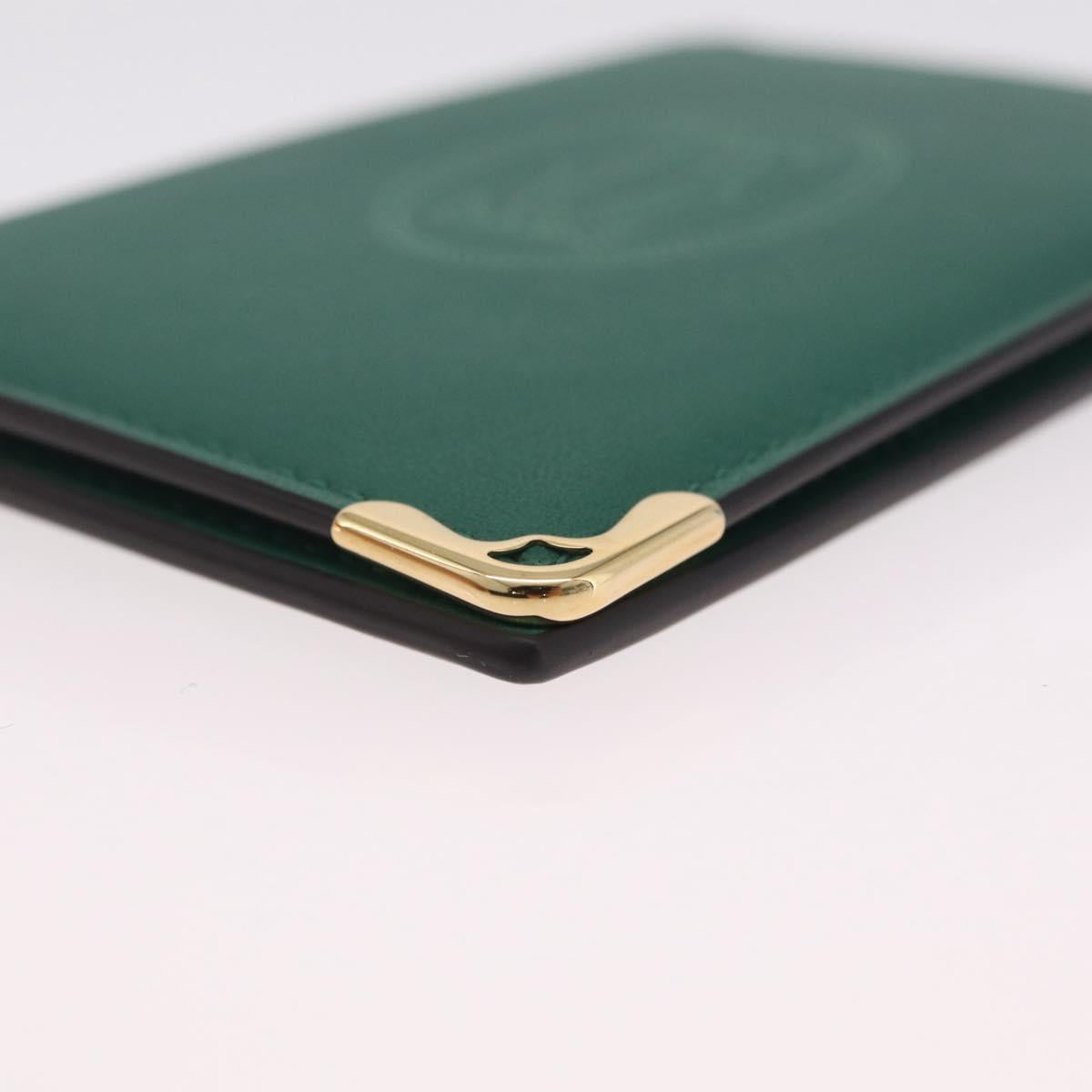 Cartier Must Line Card Case Leather Green Auth 211851M