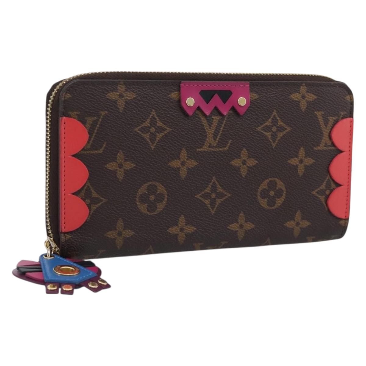 LOUIS VUITTON Monogram Totem Zippy Wallet Red Purple M61364 LV Auth 211853M