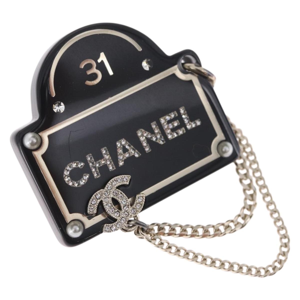 CHANEL Brooch Plastic Black CC Auth 211855M