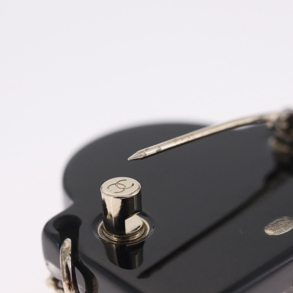CHANEL Brooch Plastic Black CC Auth 211855M