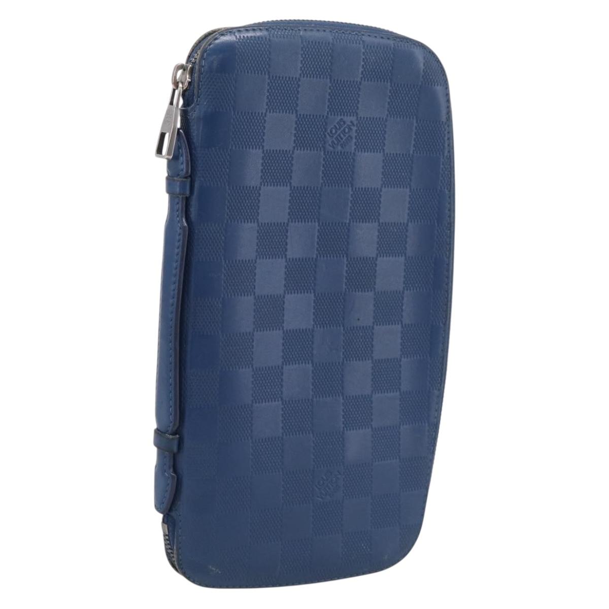 LOUIS VUITTON Damier Infini Organizer Atholl Blue Neptune N41396 Auth 211856A