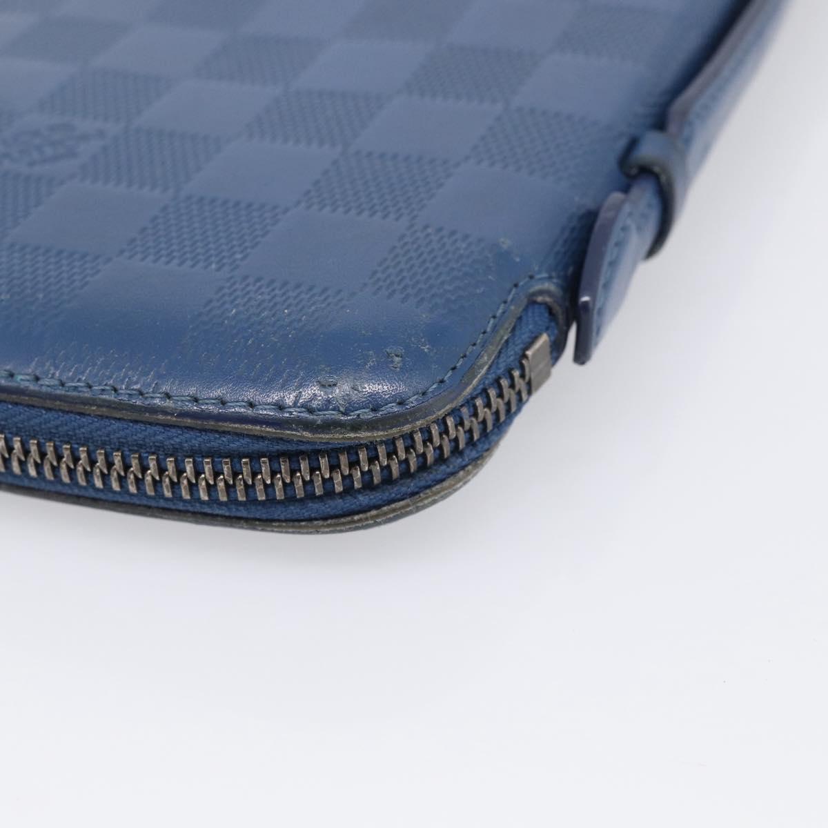 LOUIS VUITTON Damier Infini Organizer Atholl Blue Neptune N41396 Auth 211856A