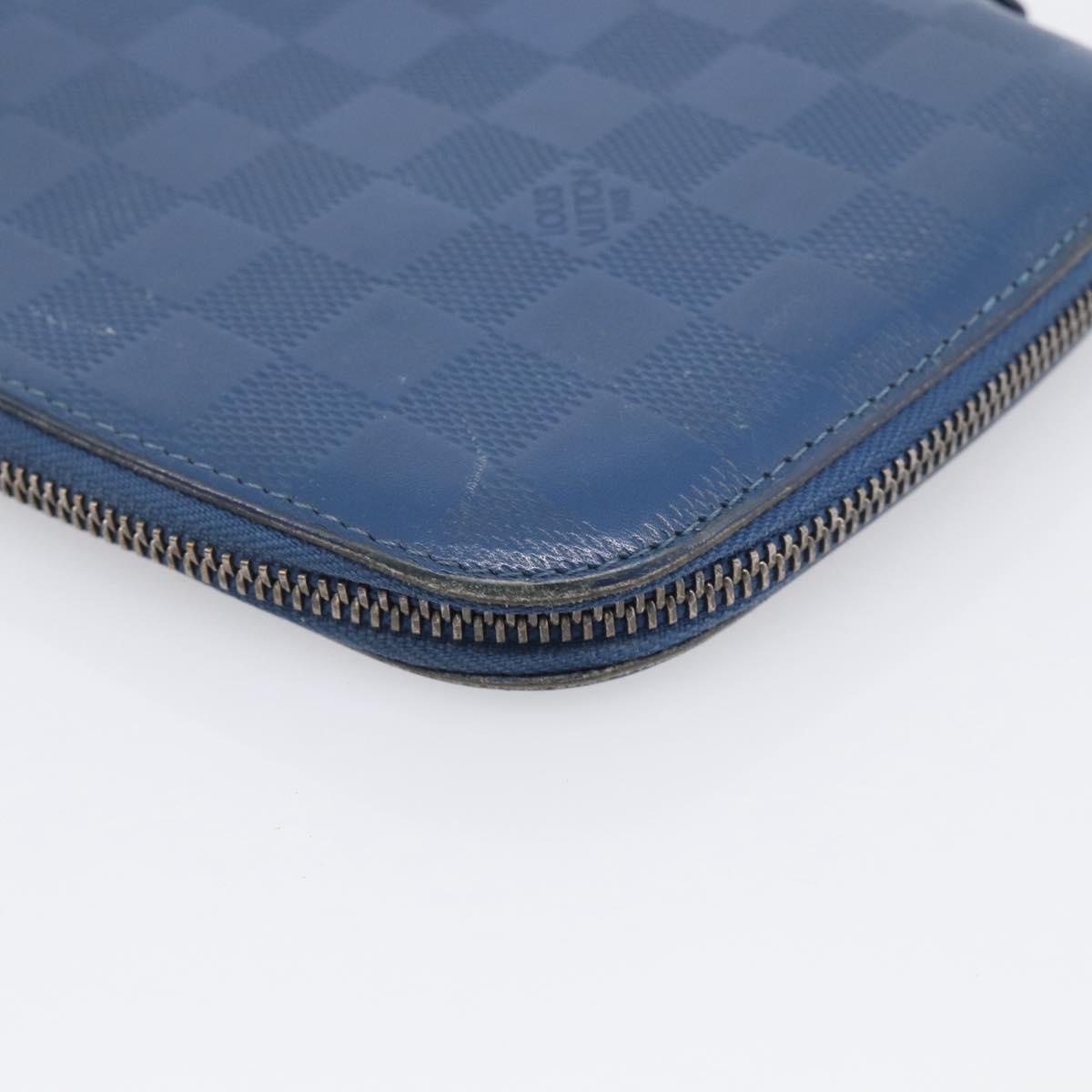 LOUIS VUITTON Damier Infini Organizer Atholl Blue Neptune N41396 Auth 211856A