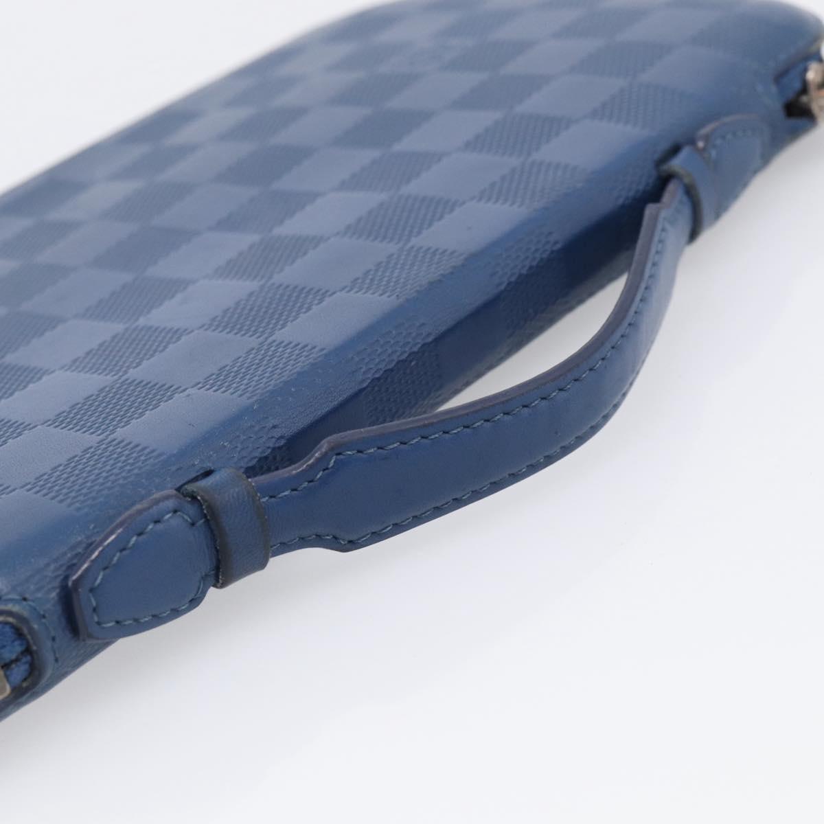 LOUIS VUITTON Damier Infini Organizer Atholl Blue Neptune N41396 Auth 211856A