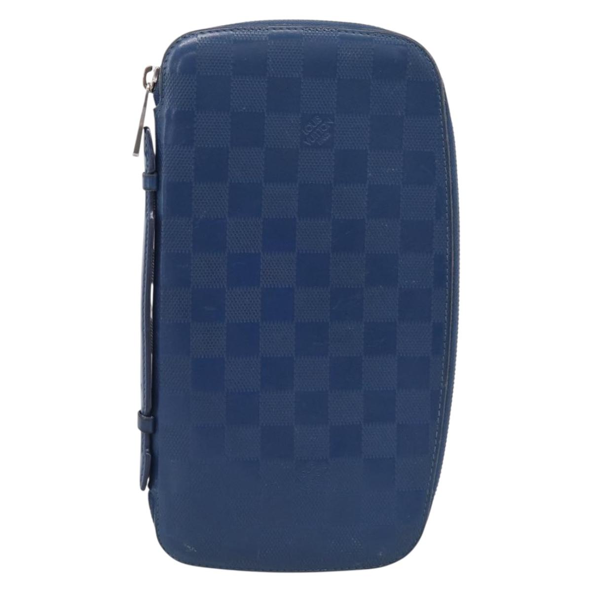 LOUIS VUITTON Damier Infini Organizer Atholl Blue Neptune N41396 Auth 211856A