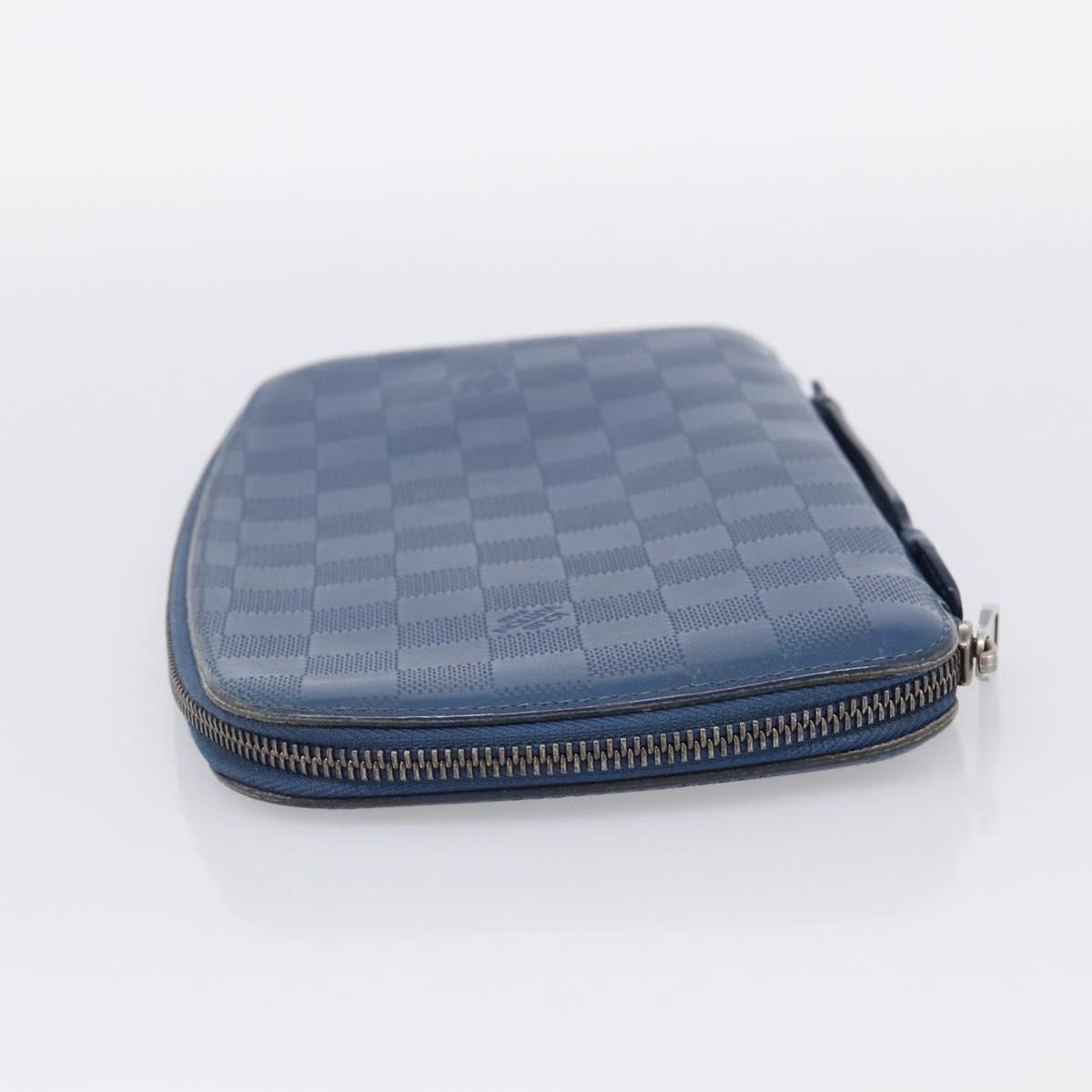 LOUIS VUITTON Damier Infini Organizer Atholl Blue Neptune N41396 Auth 211856A