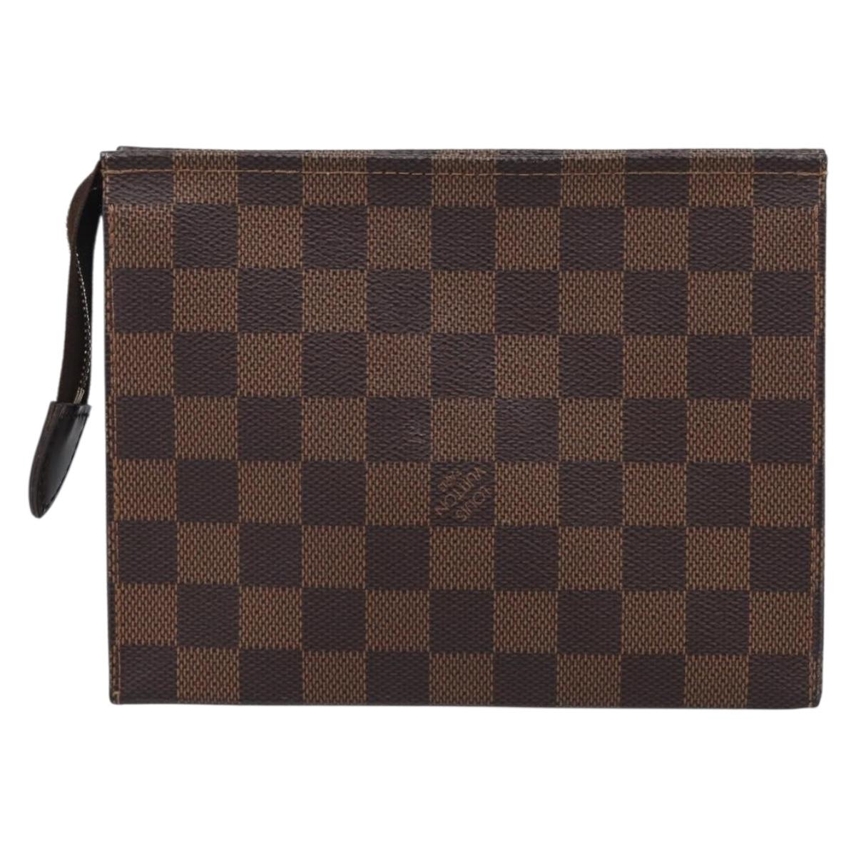 LOUIS VUITTON Damier Ebene Poche Toilette 19 Pouch N47544 LV Auth 211857M