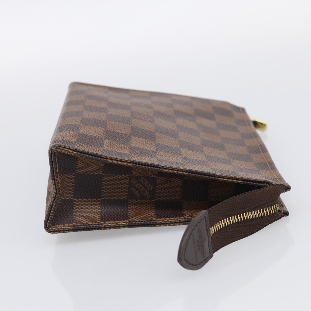 LOUIS VUITTON Damier Ebene Poche Toilette 19 Pouch N47544 LV Auth 211857M