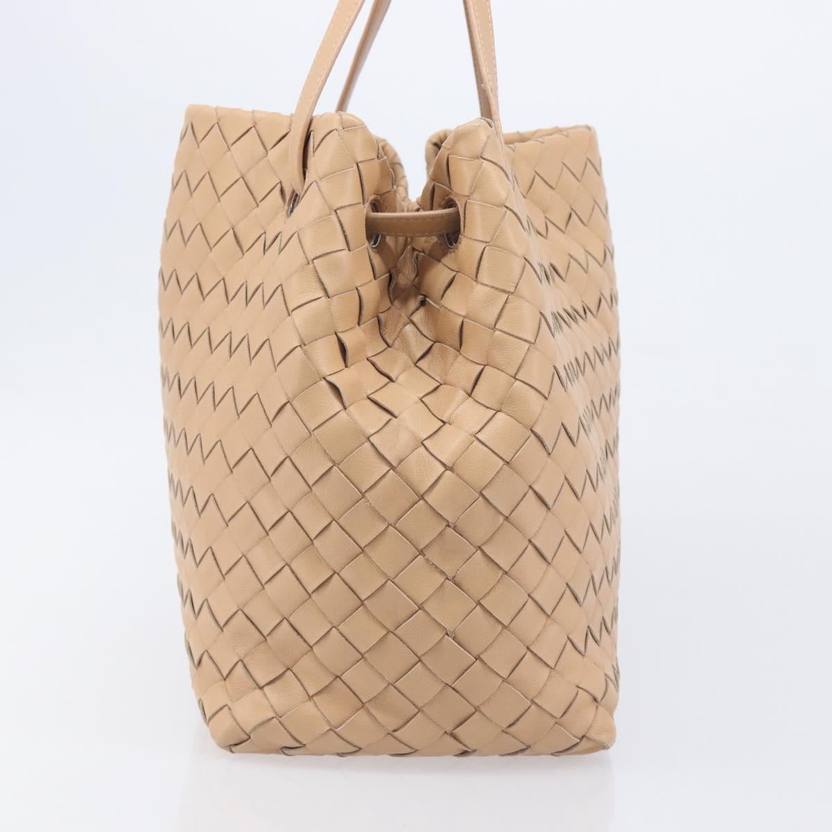 Bottega Veneta INTRECCIATO Tote Bag Leather Beige Gold Auth 211863V