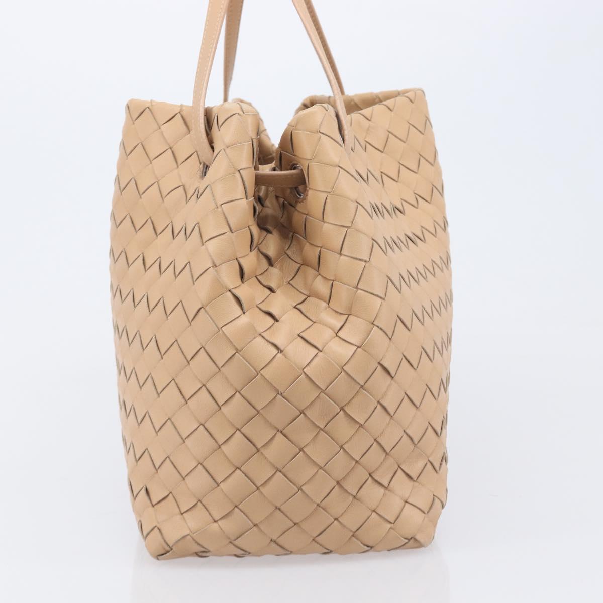 Bottega Veneta INTRECCIATO Tote Bag Leather Beige Gold Auth 211863V