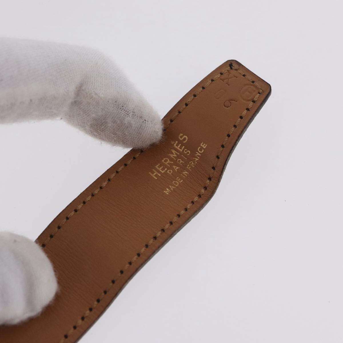 HERMES Constance H Belt Leather 29.1"" Black Gold Auth 211864