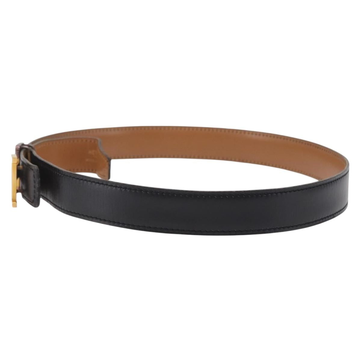 HERMES Constance H Belt Leather 29.1"" Black Gold Auth 211864