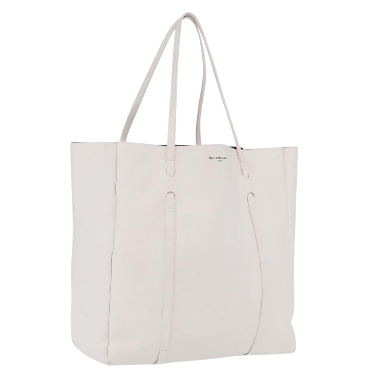Balenciaga Every day Tote Bag Leather White 475201 Auth 211866A