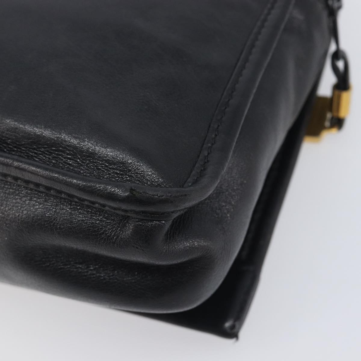 LOEWE Anagram Clutch Bag Leather Black Gold Auth 211871A