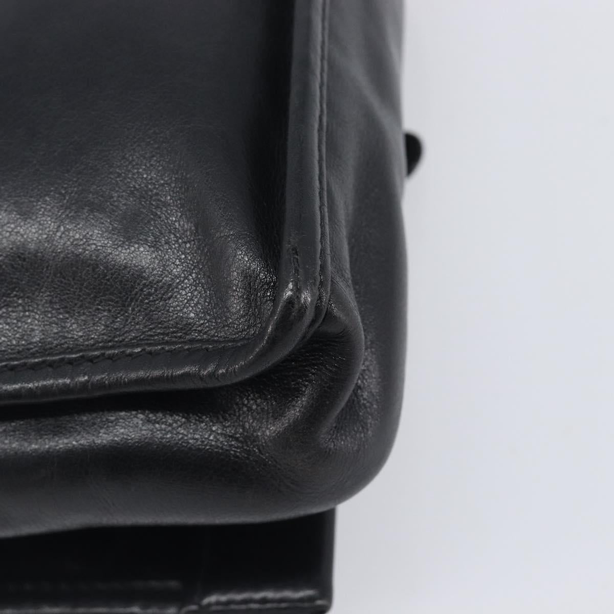LOEWE Anagram Clutch Bag Leather Black Gold Auth 211871A