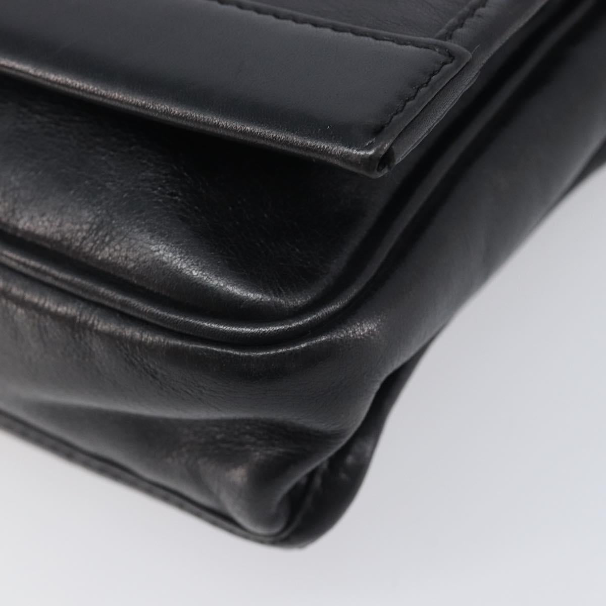 LOEWE Anagram Clutch Bag Leather Black Gold Auth 211871A
