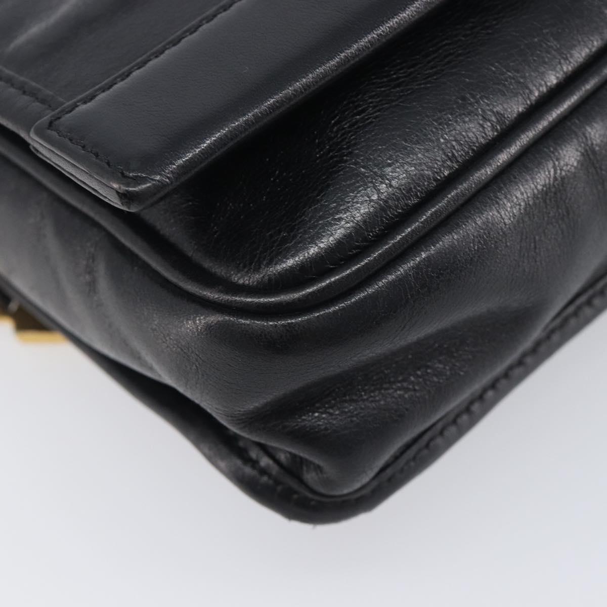 LOEWE Anagram Clutch Bag Leather Black Gold Auth 211871A
