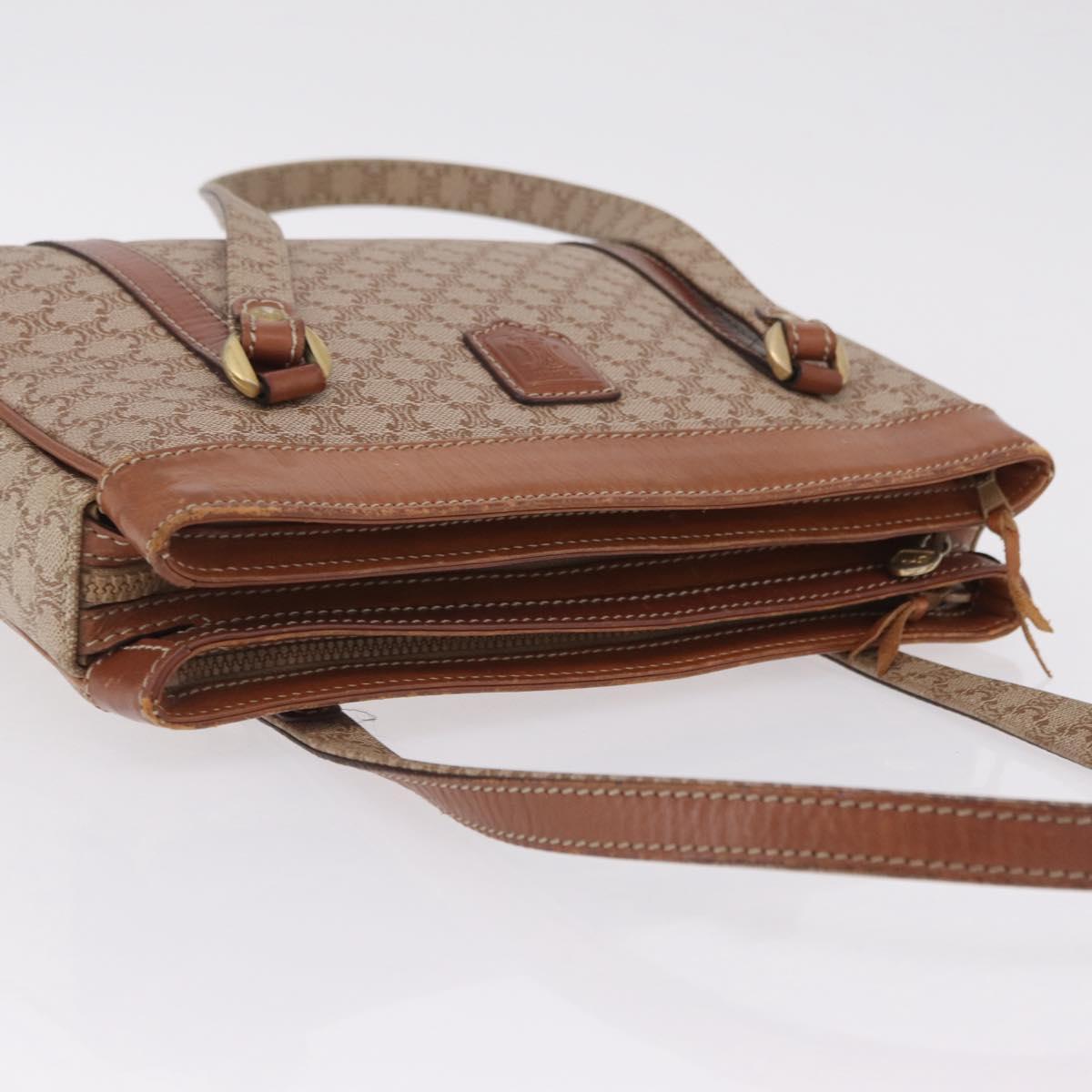 CELINE Macadam Canvas Tote Bag PVC Beige Gold Auth 211877