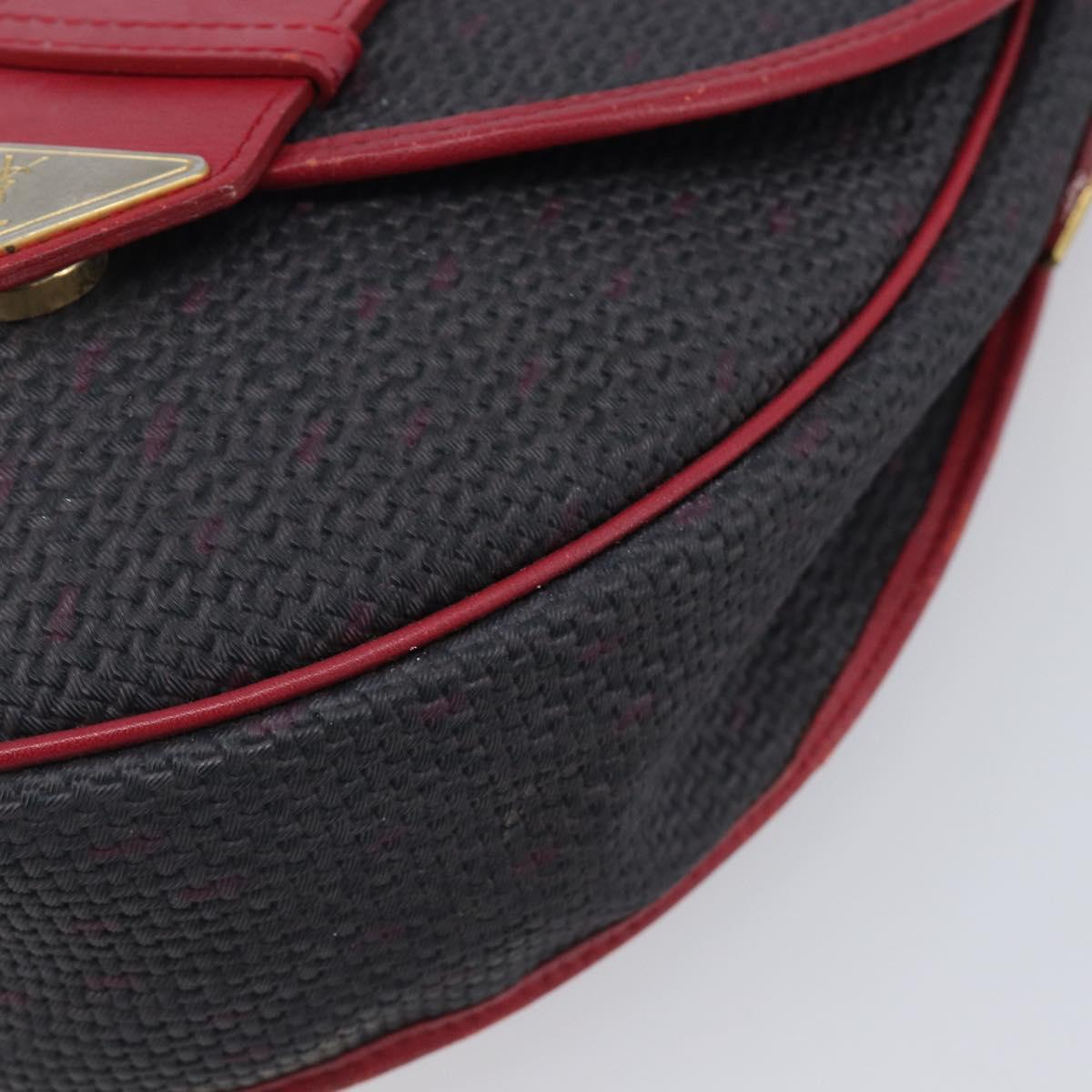 Saint Laurent Shoulder Bag PVC Canvas Black Gold Auth 211878