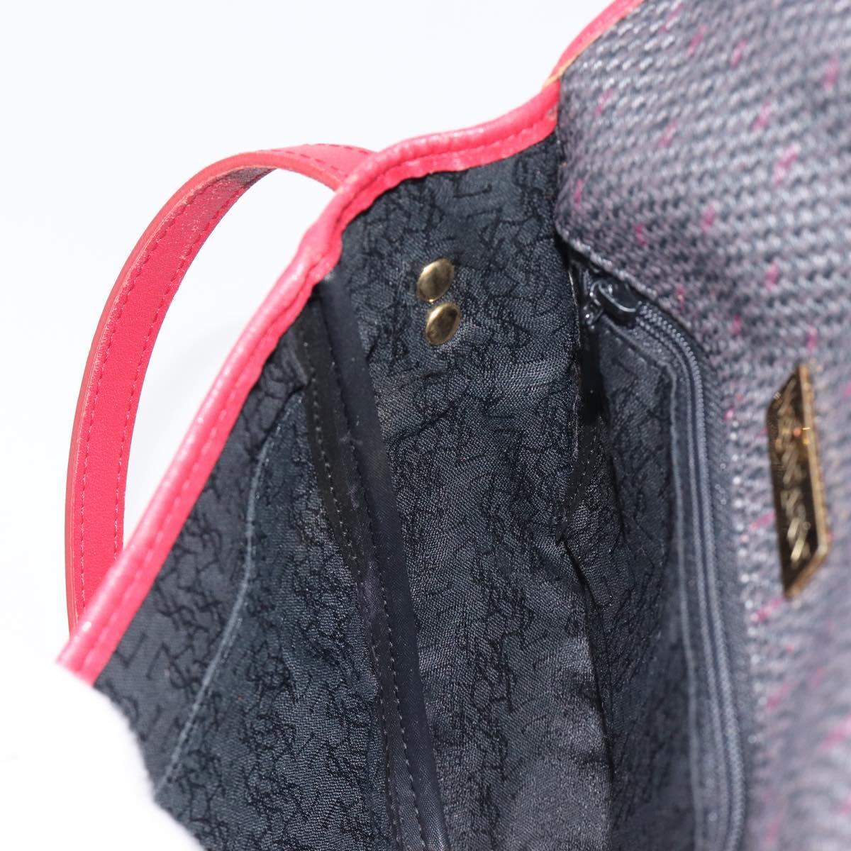 Saint Laurent Shoulder Bag PVC Canvas Black Gold Auth 211878