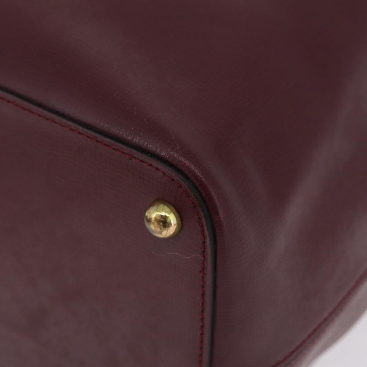 Cartier Shoulder Bag Leather Bordeaux Gold Auth 211879