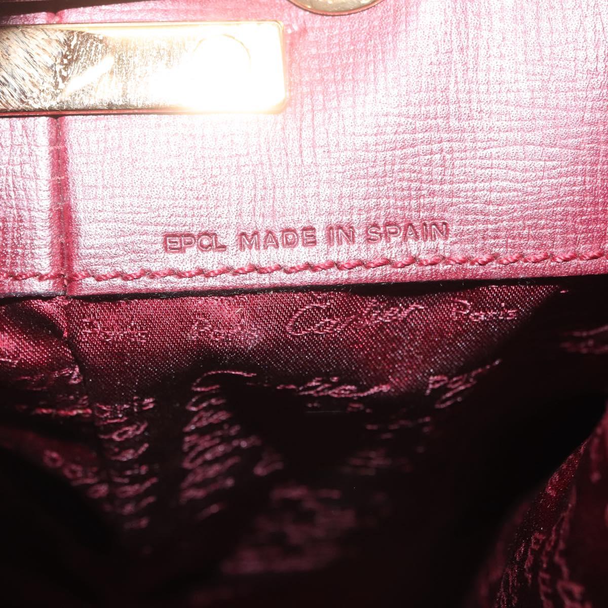 Cartier Shoulder Bag Leather Bordeaux Gold Auth 211879