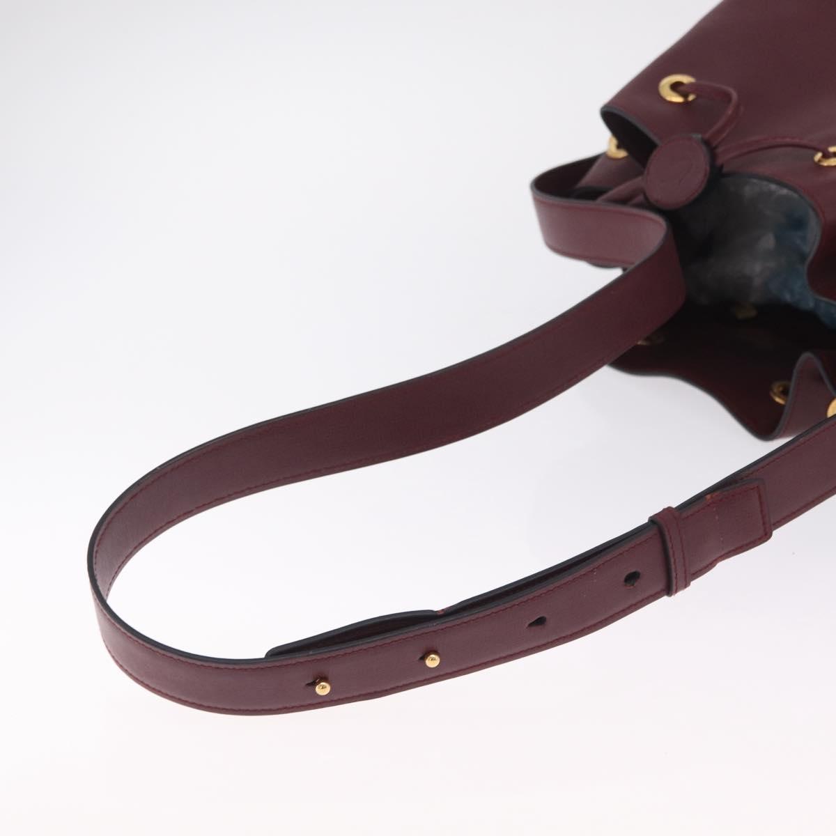 Cartier Shoulder Bag Leather Bordeaux Gold Auth 211879