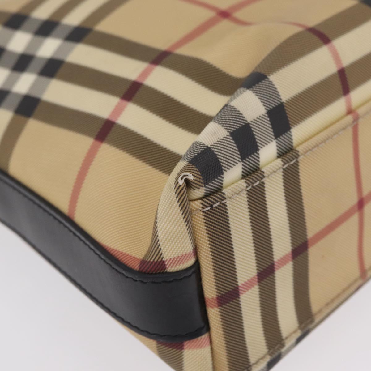 BURBERRY Nova Check Shoulder Bag PVC Beige Silver Auth 211881A
