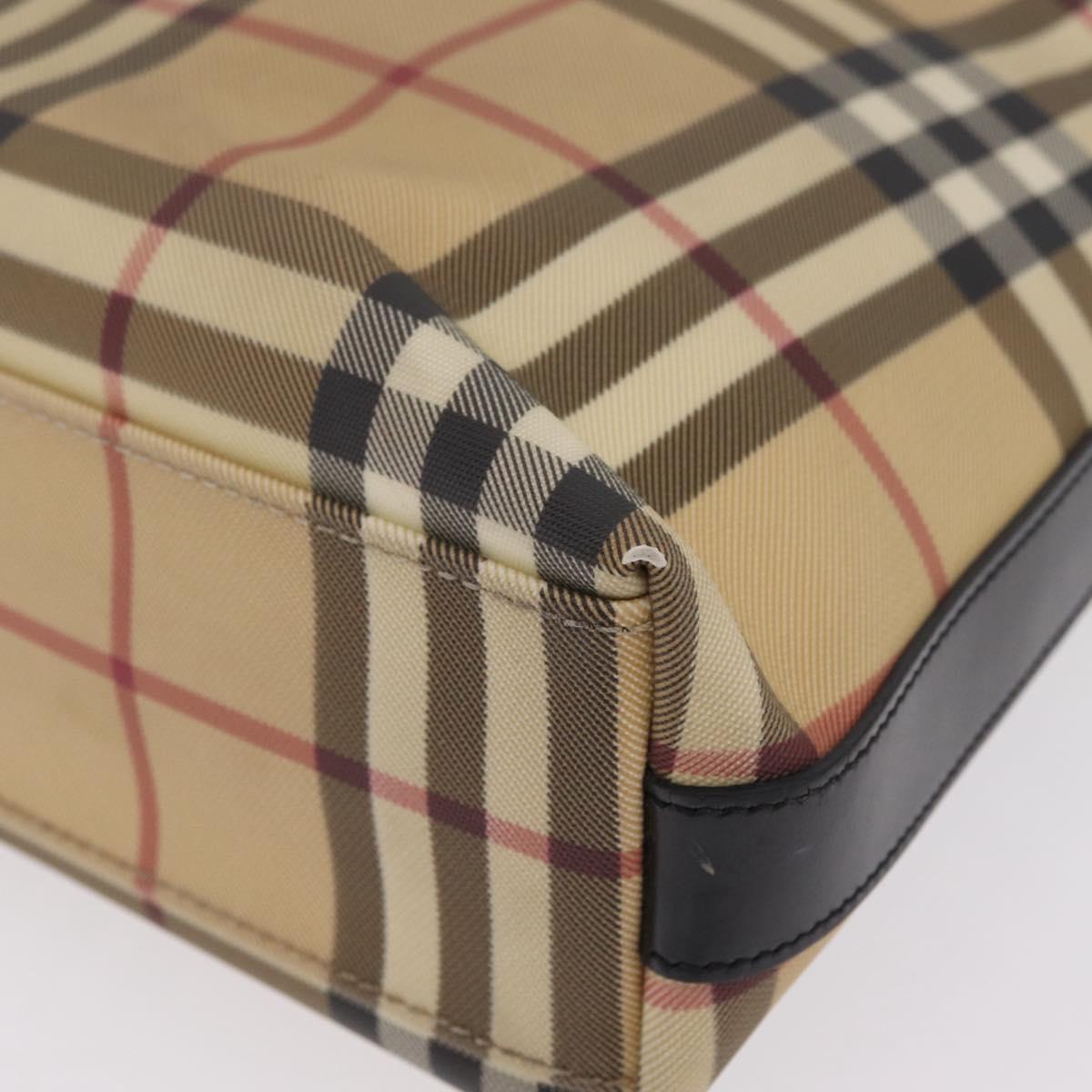 BURBERRY Nova Check Shoulder Bag PVC Beige Silver Auth 211881A
