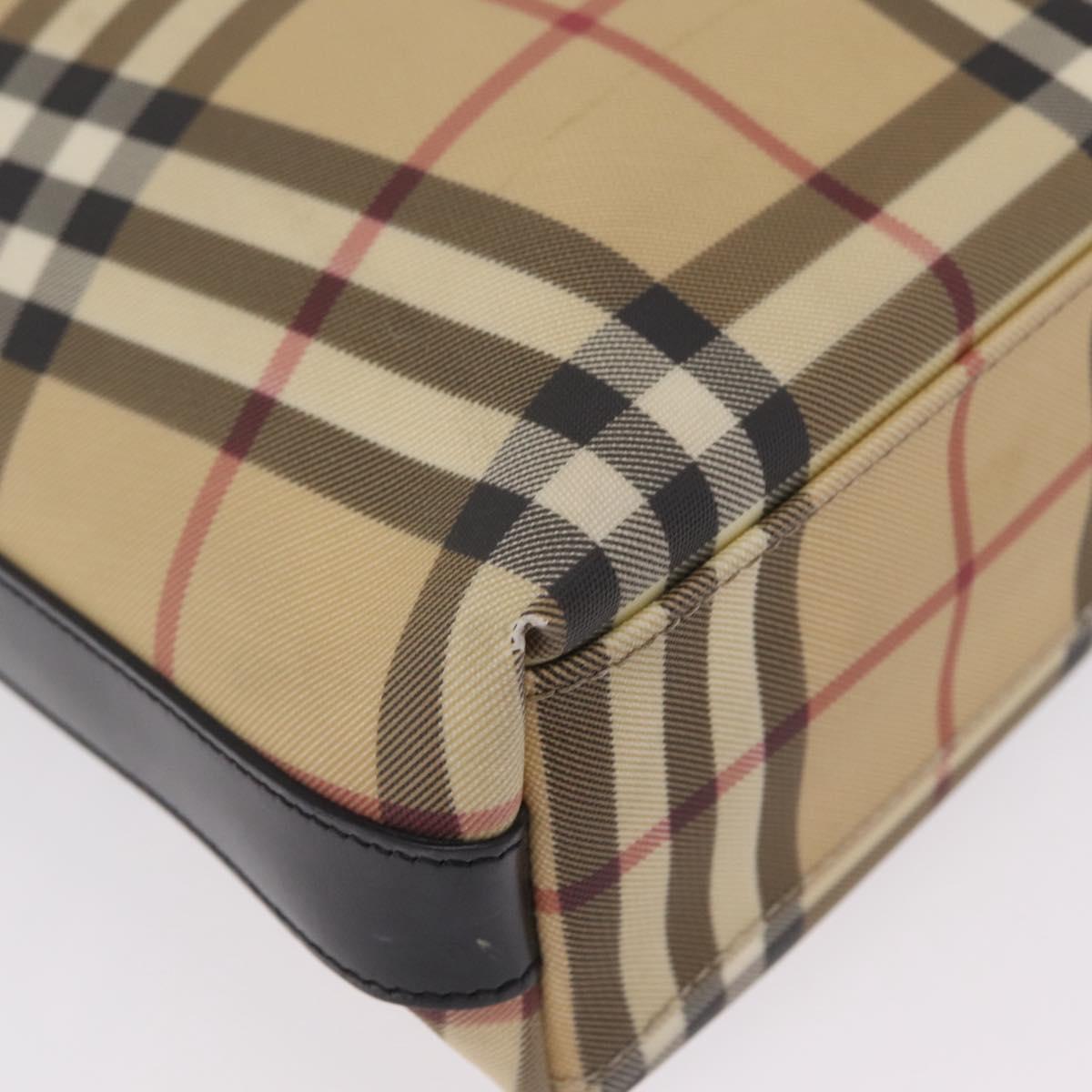 BURBERRY Nova Check Shoulder Bag PVC Beige Silver Auth 211881A