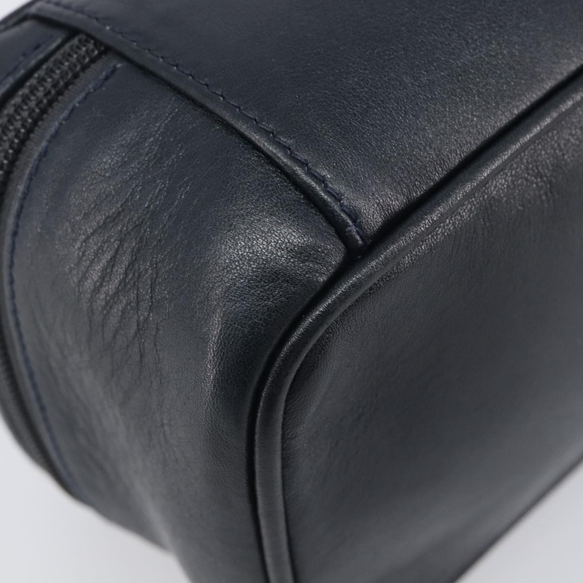 GUCCI Horsebit Vanity Leather Navy Gold 032 106 0141 Auth 211884A
