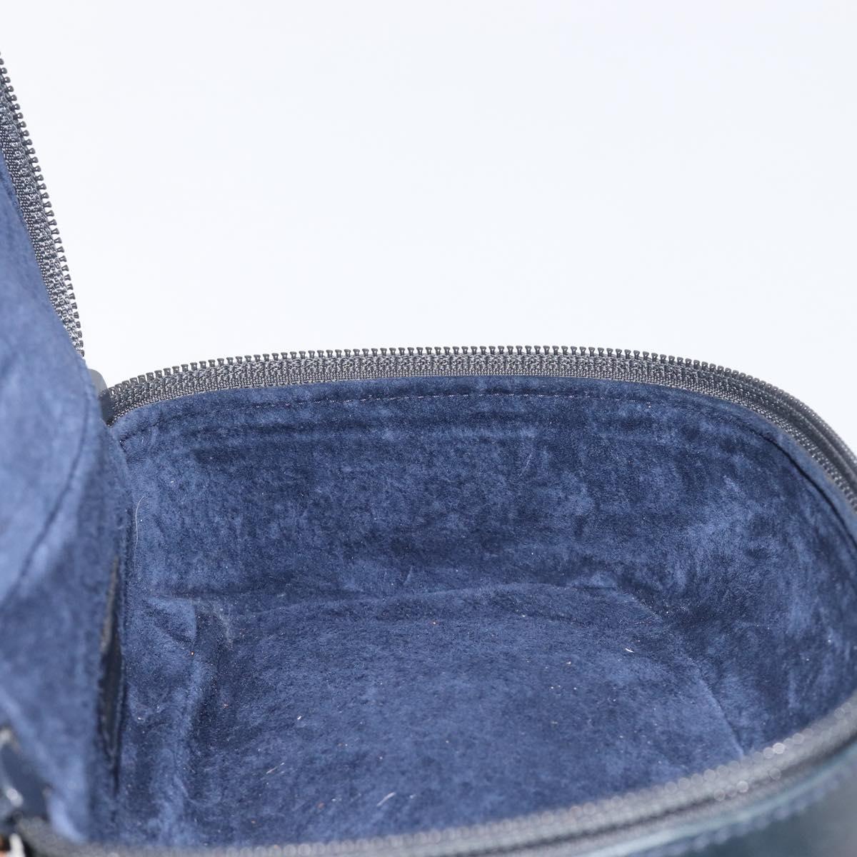 GUCCI Horsebit Vanity Leather Navy Gold 032 106 0141 Auth 211884A