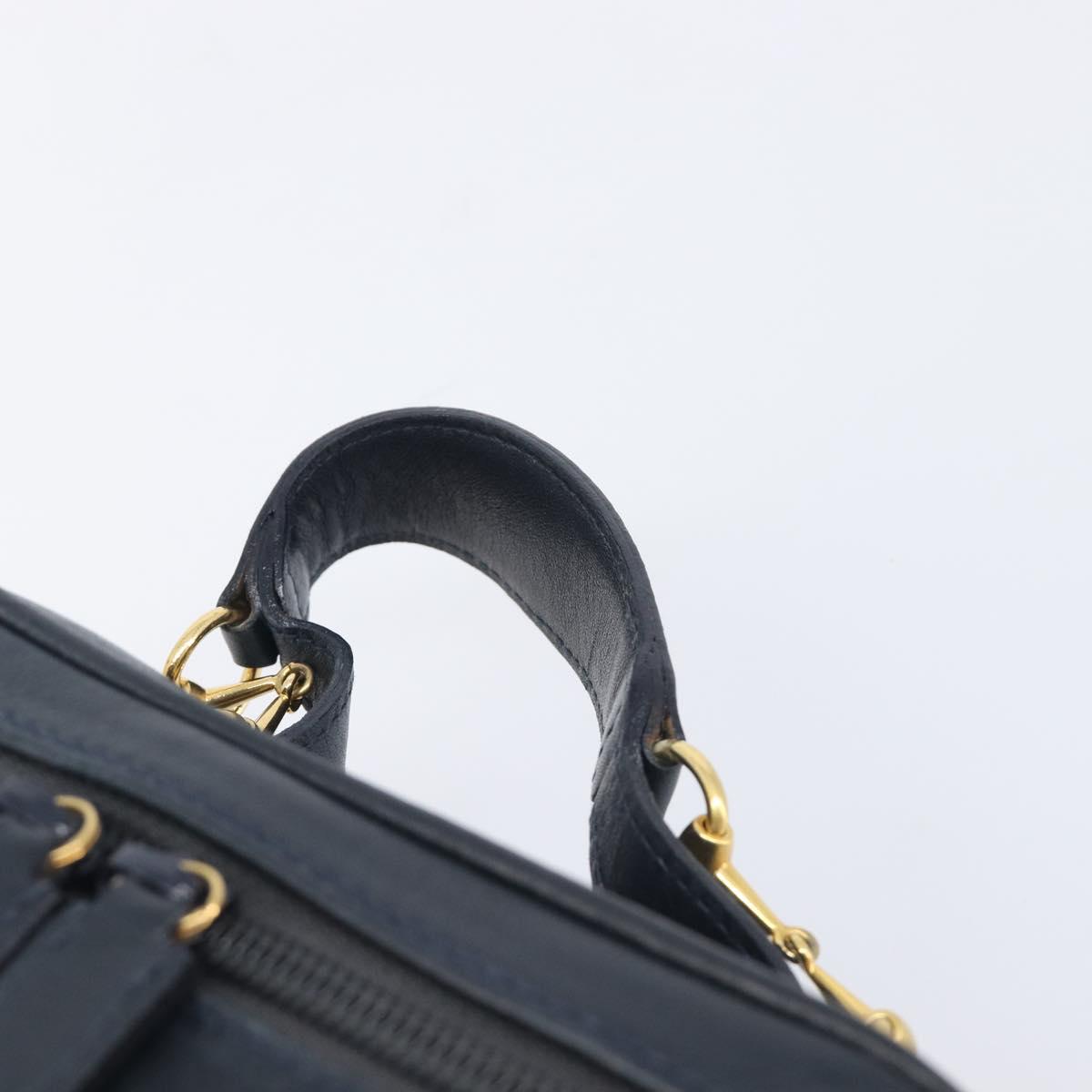 GUCCI Horsebit Vanity Leather Navy Gold 032 106 0141 Auth 211884A